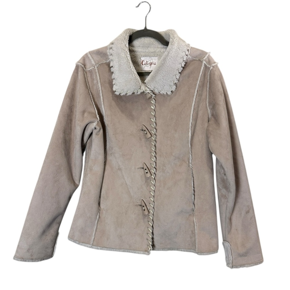 Calista Faux Cream Sherpa Western Prairie Hippie Boho Teddy Jacket sz M
